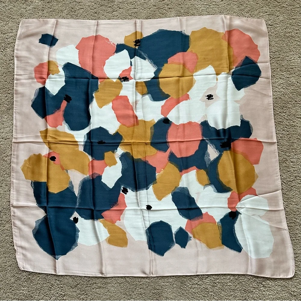 New Silk Feeling Scarf Medium Square Satin Head Scarf for Women 27.5”x27.5”